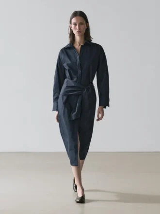 Midi-jurk met sjaaldetail