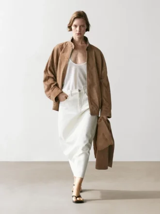 Midi-rok van denim met barrel-pasvorm