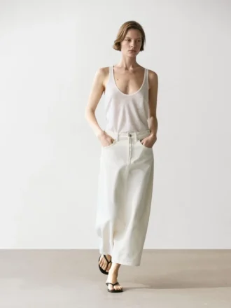 Midi-rok van denim met barrel-pasvorm