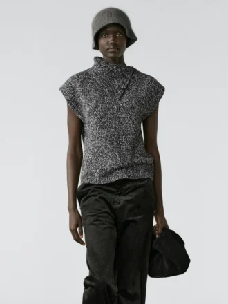 Moulina gebreid gilet met kraagdetail