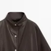 Nappalederen cape-parka met zakken