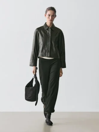 Nappaleren jas met riem