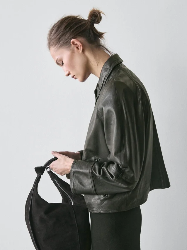 Nappaleren jas met riem Nappaleren jas met riem