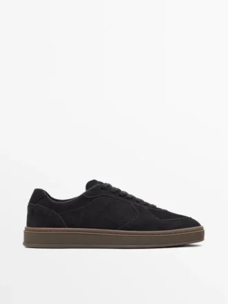 Nubuck sneakers met contrasterende zool