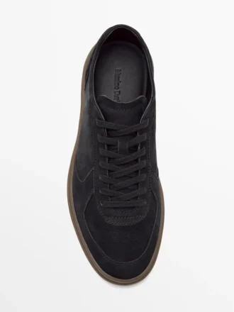 Nubuck sneakers met contrasterende zool