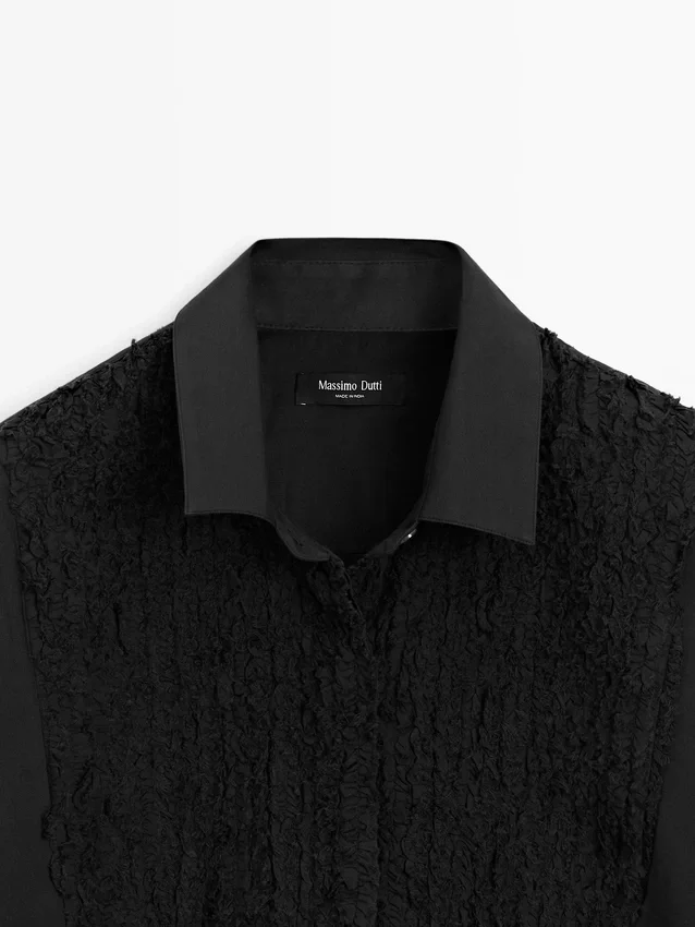 Overhemd met borststuk en geborduurde details Overhemd met borststuk en geborduurde details