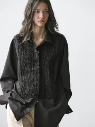 Overhemd met borststuk en geborduurde details