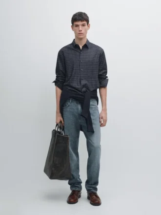 Overhemd met geruite print en relaxte pasvorm