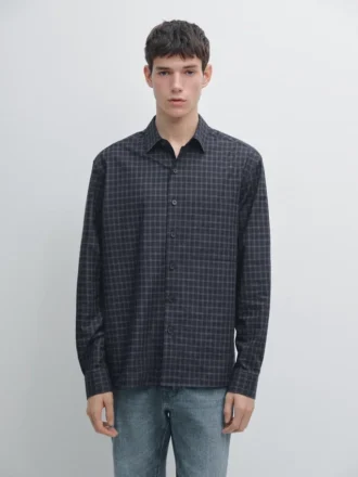 Overhemd met geruite print en relaxte pasvorm