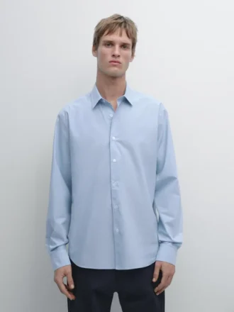 Overhemd met gestreepte popeline in normale pasvorm