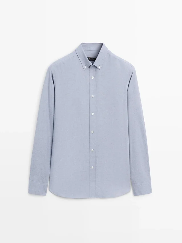 Overhemd van gemêleerd katoen met normale pasvorm Overhemd van gemêleerd katoen met normale pasvorm