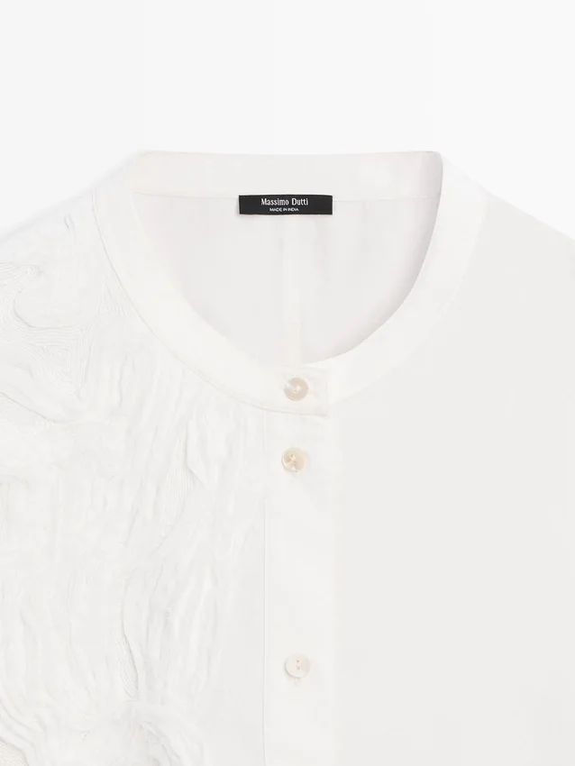 Overhemd van katoenmix met geborduurde details Overhemd van katoenmix met geborduurde details