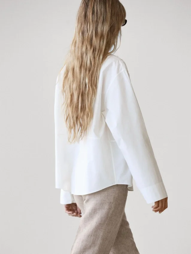 Overhemd van katoenmix met geborduurde details Overhemd van katoenmix met geborduurde details