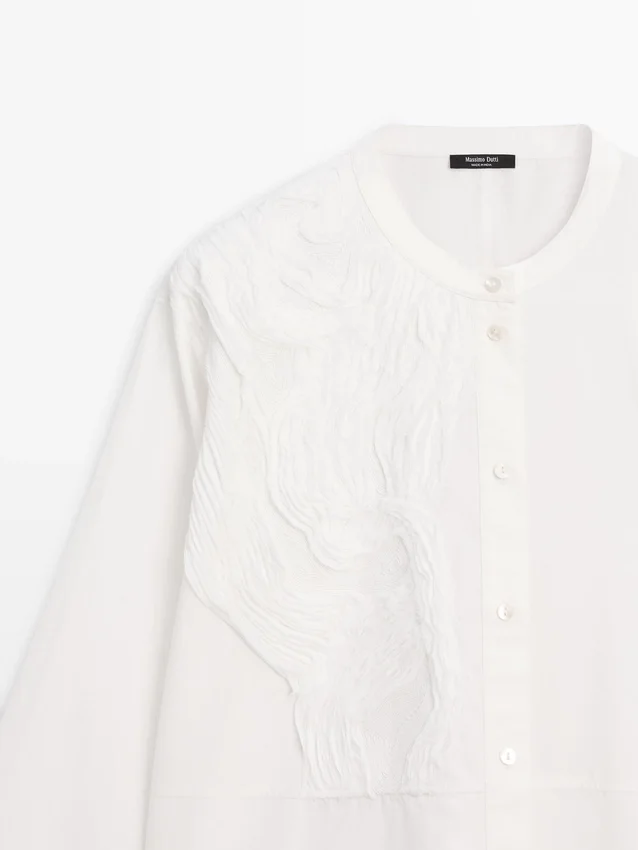 Overhemd van katoenmix met geborduurde details Overhemd van katoenmix met geborduurde details