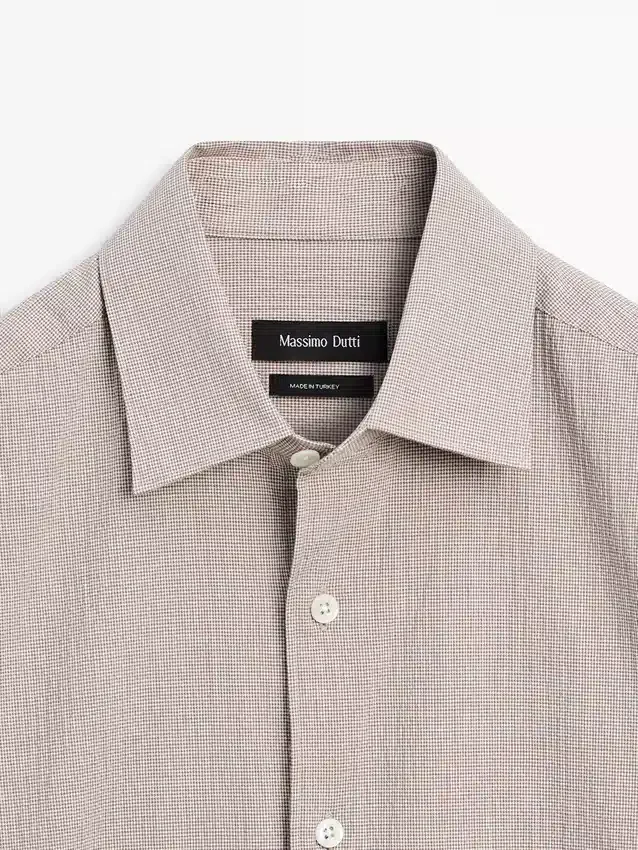 Overhemd van katoenmix met pied-de-poule-motief Overhemd van katoenmix met pied-de-poule-motief