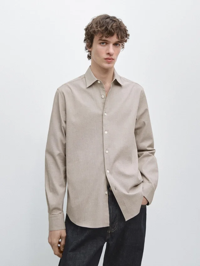 Overhemd van katoenmix met pied-de-poule-motief Overhemd van katoenmix met pied-de-poule-motief