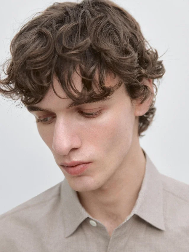 Overhemd van katoenmix met pied-de-poule-motief Overhemd van katoenmix met pied-de-poule-motief