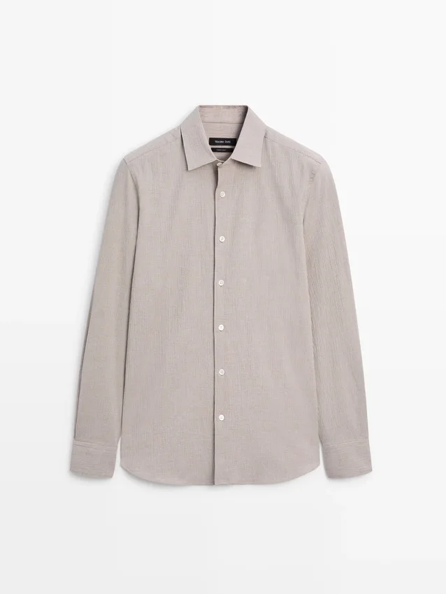 Overhemd van katoenmix met pied-de-poule-motief Overhemd van katoenmix met pied-de-poule-motief