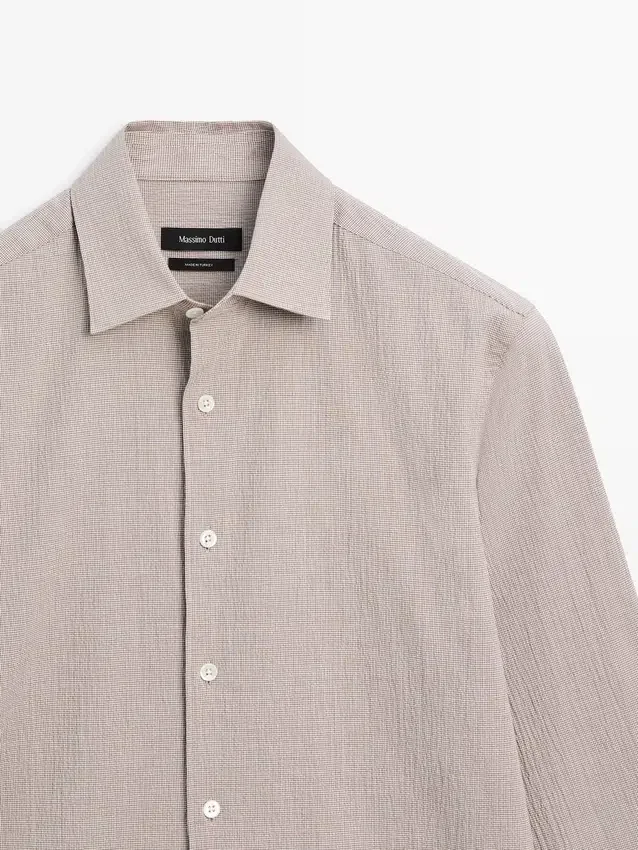 Overhemd van katoenmix met pied-de-poule-motief Overhemd van katoenmix met pied-de-poule-motief