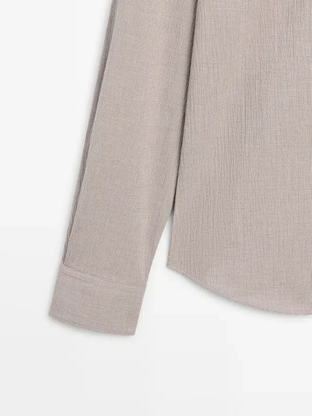 Overhemd van katoenmix met pied-de-poule-motief Overhemd van katoenmix met pied-de-poule-motief