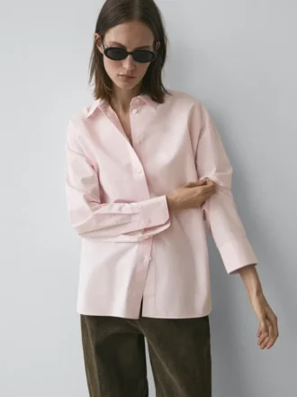 Overhemd van popeline en katoenmix