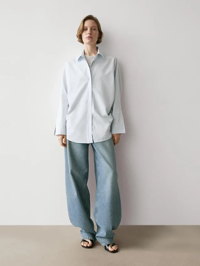 Overhemd van popeline en katoenmix Overhemd van popeline en katoenmix