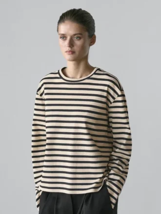 Oversized gestreept katoenmix-T-shirt