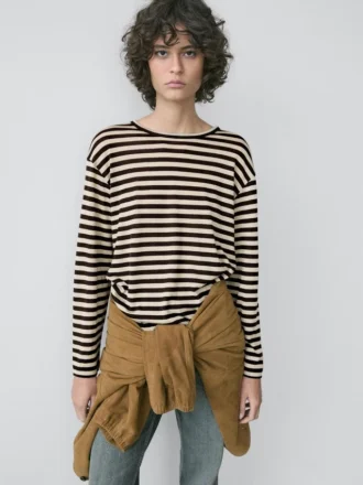 Oversized gestreept T-shirt met lange mouwen