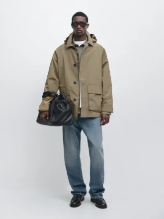 Parka van katoenmix met zakken