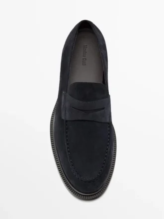 Penny loafers van gespleten leer