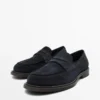 Penny loafers van gespleten leer