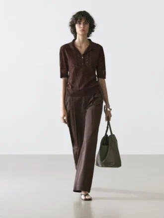 Poloshirt met korte mouwen van een wolmix