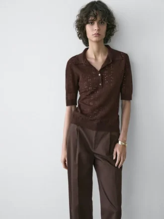 Poloshirt met korte mouwen van een wolmix