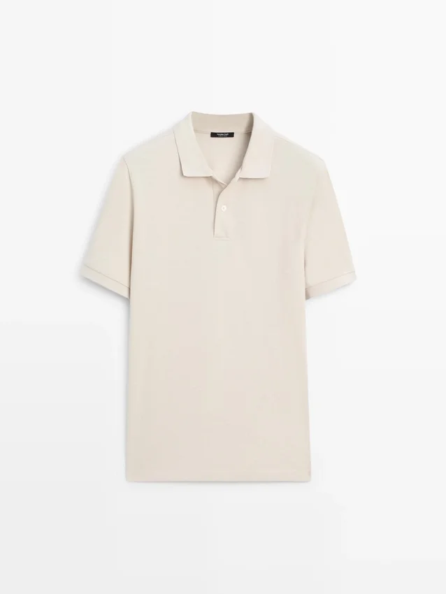 Poloshirt van katoen met microstructuur Poloshirt van katoen met microstructuur