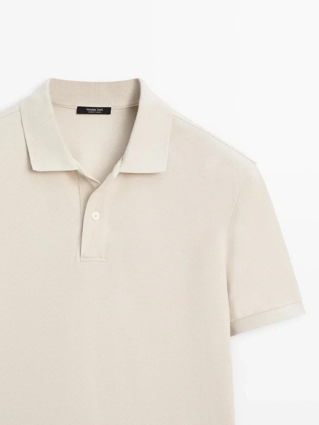 Poloshirt van katoen met microstructuur Poloshirt van katoen met microstructuur