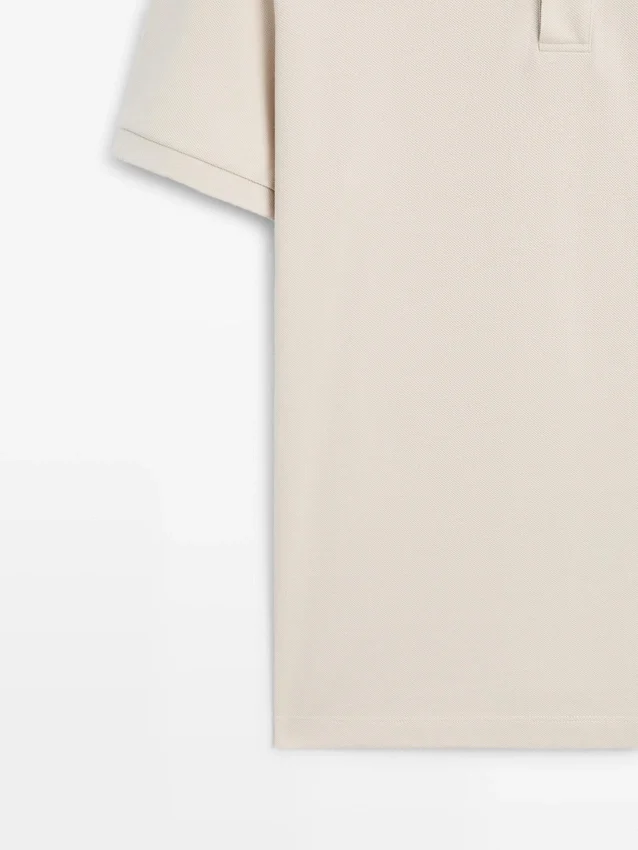 Poloshirt van katoen met microstructuur Poloshirt van katoen met microstructuur