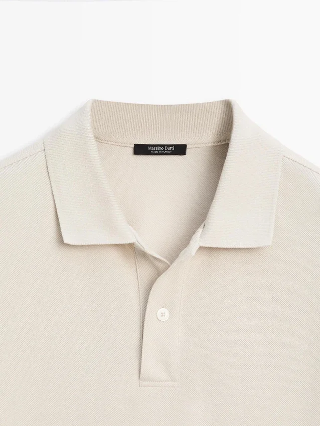 Poloshirt van katoen met microstructuur Poloshirt van katoen met microstructuur