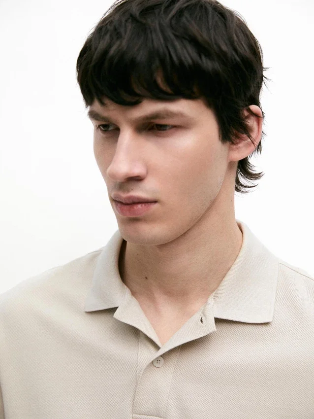 Poloshirt van katoen met microstructuur Poloshirt van katoen met microstructuur