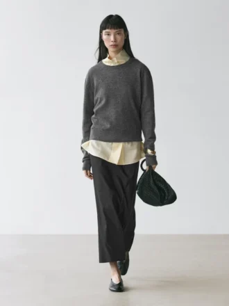 Rechte midi-rok van linnenmix