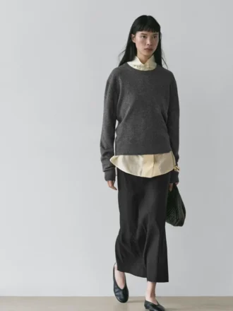 Rechte midi-rok van linnenmix