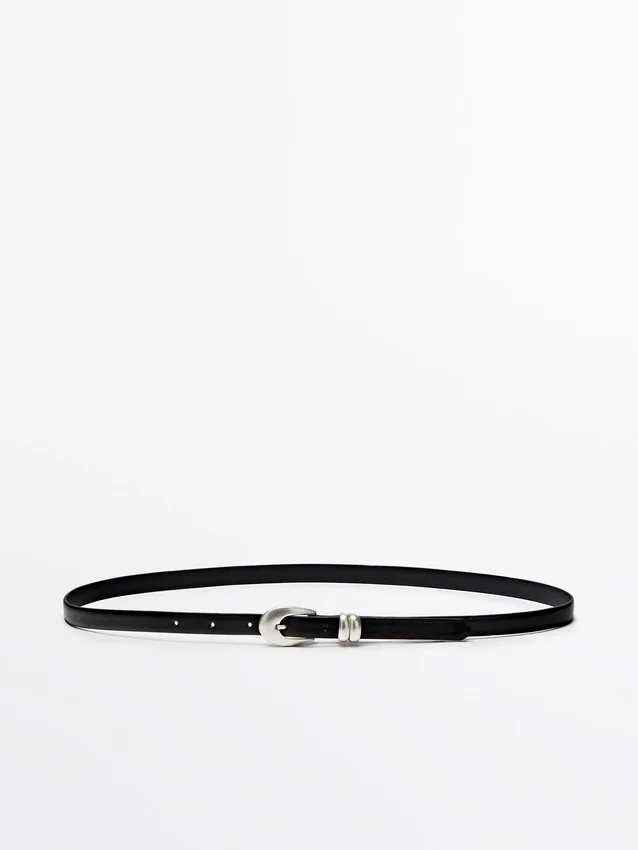 Riem van nappaleer met ovale gesp Riem van nappaleer met ovale gesp