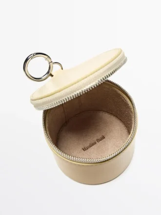 Ronde tas van nappaleer met strass-steentjes