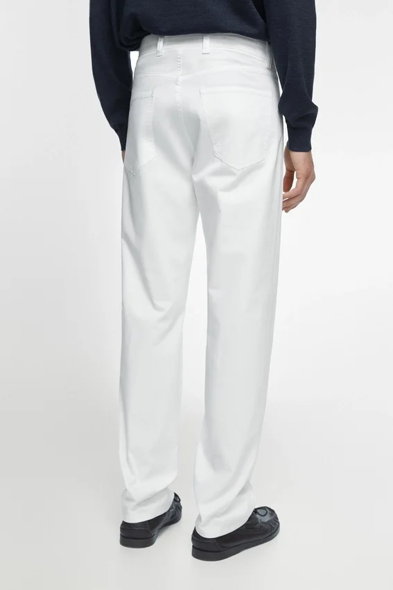 Slim fit broek met denimeffect Slim fit broek met denimeffect