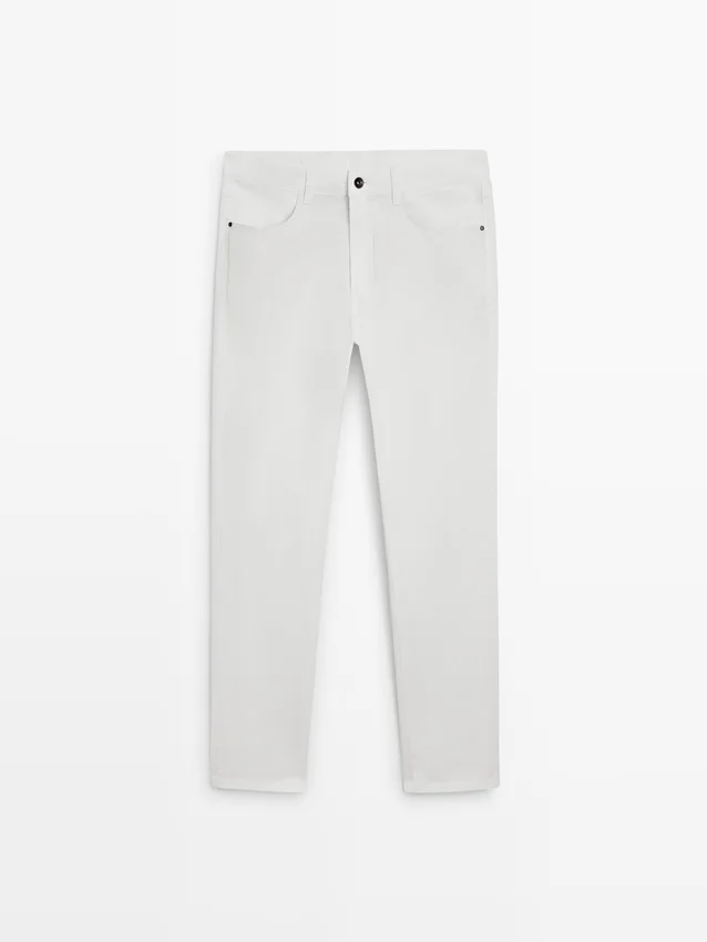 Slim fit broek met denimeffect Slim fit broek met denimeffect