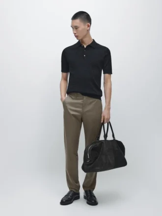 Slim fit broek van katoenmix