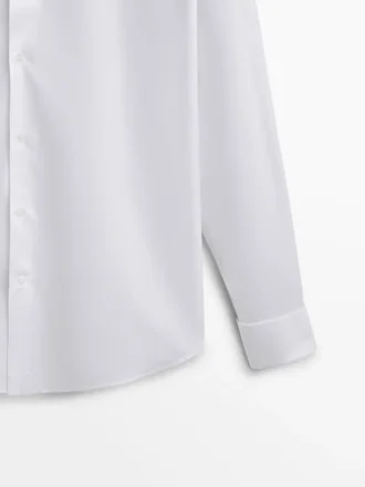 Slim fit katoen overhemd met dubbele manchetten