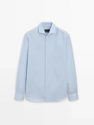 Slim fit overhemd van 100% katoen met microruitjes