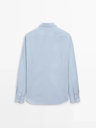 Slim fit overhemd van 100% katoen met microruitjes