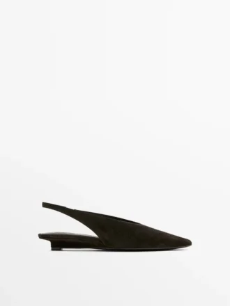 Slingback-schoenen van gespleten suède