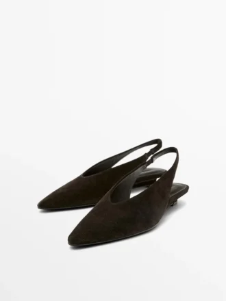 Slingback-schoenen van gespleten suède